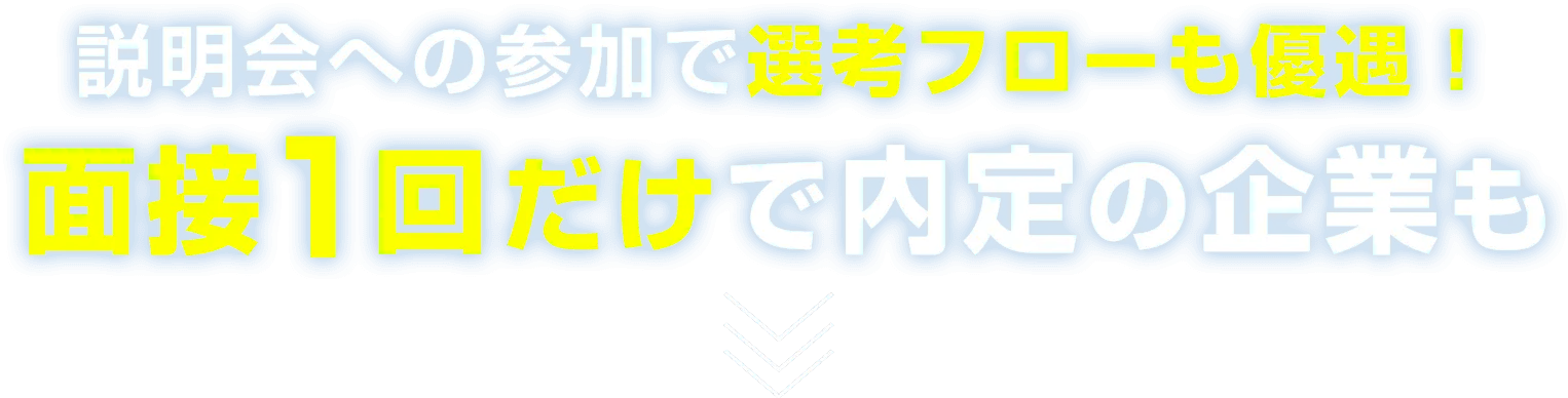 説明会への参加で選考フローも優遇！面接1回だけで内定の企業も
